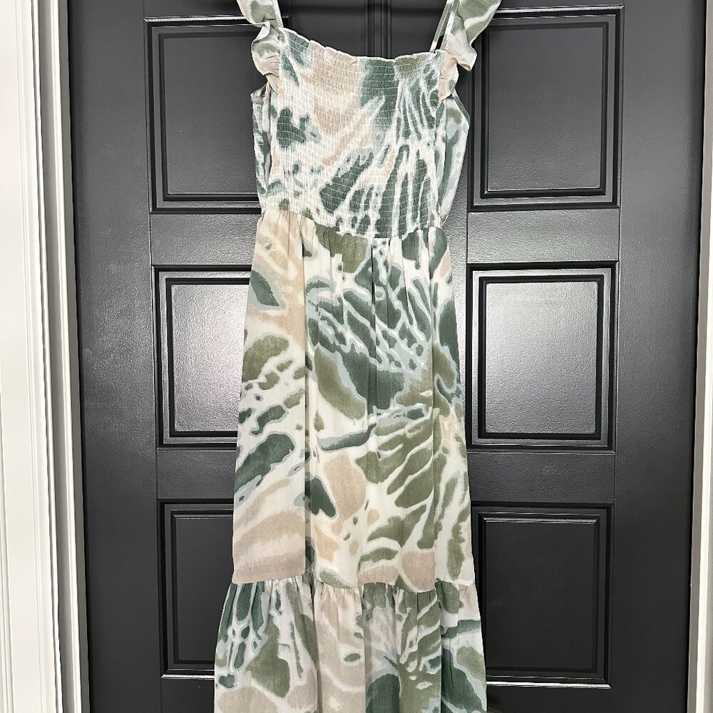 Smocked Vestique midi dress